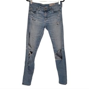 AG light wash super destroyed super skinny ankle jeans size 25 women's